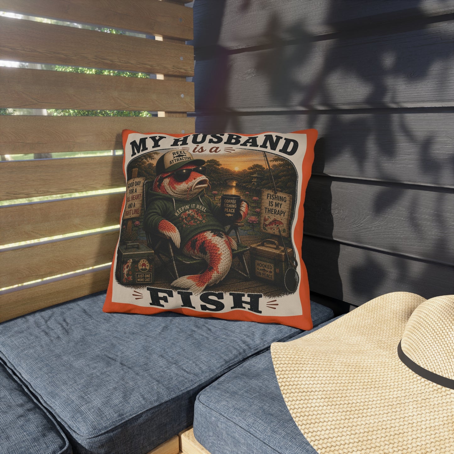 Koi Fish Husband Outdoor Pillow
